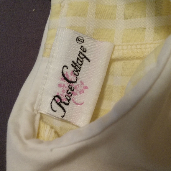 Baby Girl's sz XS Yellow/White Dress & Bloomer Set by Rose Cottage - Picture 4 of 8